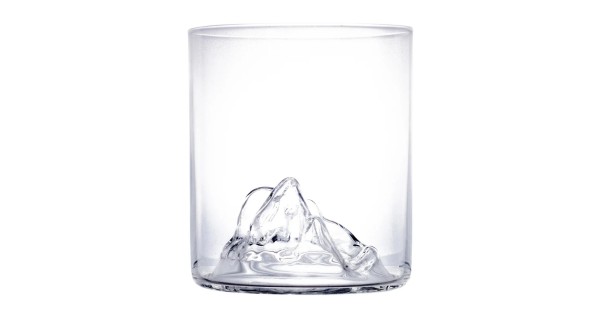 Verre à whisky Montagne Vin Bouquet, vue du relief au fond