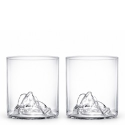 Deux verres à whisky Montagne 37 cl Vin Bouquet à fond sculpté