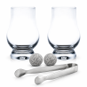 Coffret whisky Tulipe Vin Bouquet avec deux verres, deux pierres et une pince