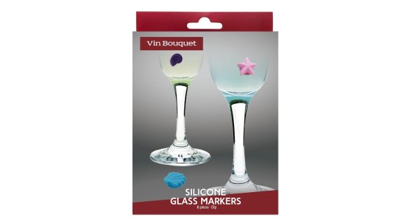 Marque-verres Nature à ventouse Vin Bouquet dans leur emballage