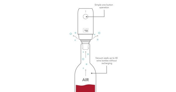 Schéma d’utilisation de la pompe à vin électrique Vacu Vin