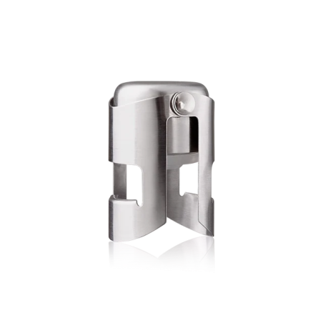 Bouchon à champagne Vacu Vin en inox brossé avec fermeture à clips