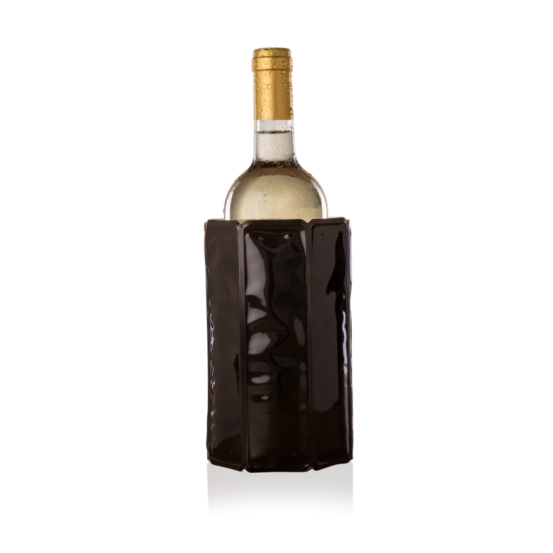 Gaine Rapid Ice noir brillant Vacu Vin en place sur une bouteille
