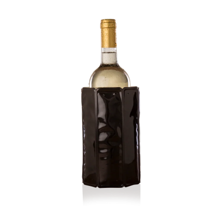 Gaine Rapid Ice noir brillant Vacu Vin en place sur une bouteille