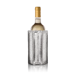 Gaine rafraîchissante Rapid Ice argent Vacu Vin sur une bouteille de vin