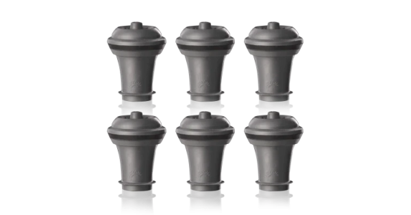 Six bouchons réutilisables gris anthracite Vacu Vin