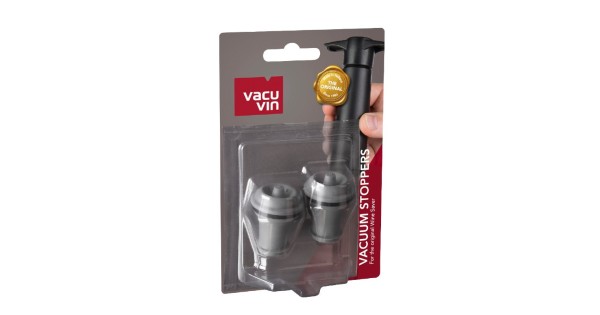 Lot de deux bouchons gris anthracite Vacu Vin dans son emballage