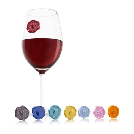Verre à vin avec marque-verre Grappes rouge Vacu Vin