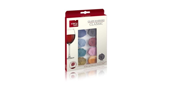 Emballage du lot de huit marque-verres Grappes Vacu Vin