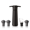Set Wine Saver Vacu Vin avec pompe noire, trois bouchons et verseur