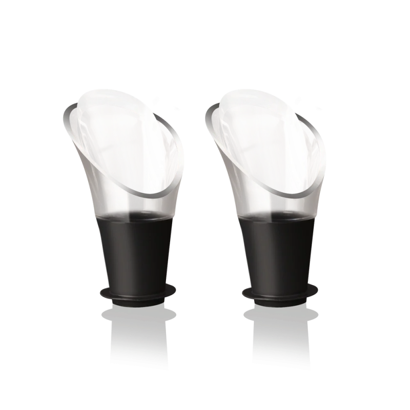 Les deux verseurs anti-goutte Wine Server Crystal Vacu Vin