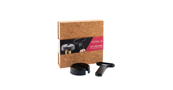 Coffret en liège Koala avec tire-bouchon bilame et coupe-capsule