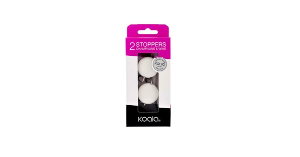 Emballage des deux bouchons à champagne blanc pastel Koala