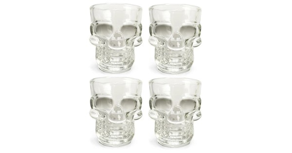 Quatre verres à shot Tête de mort Kikkerland en verre épais