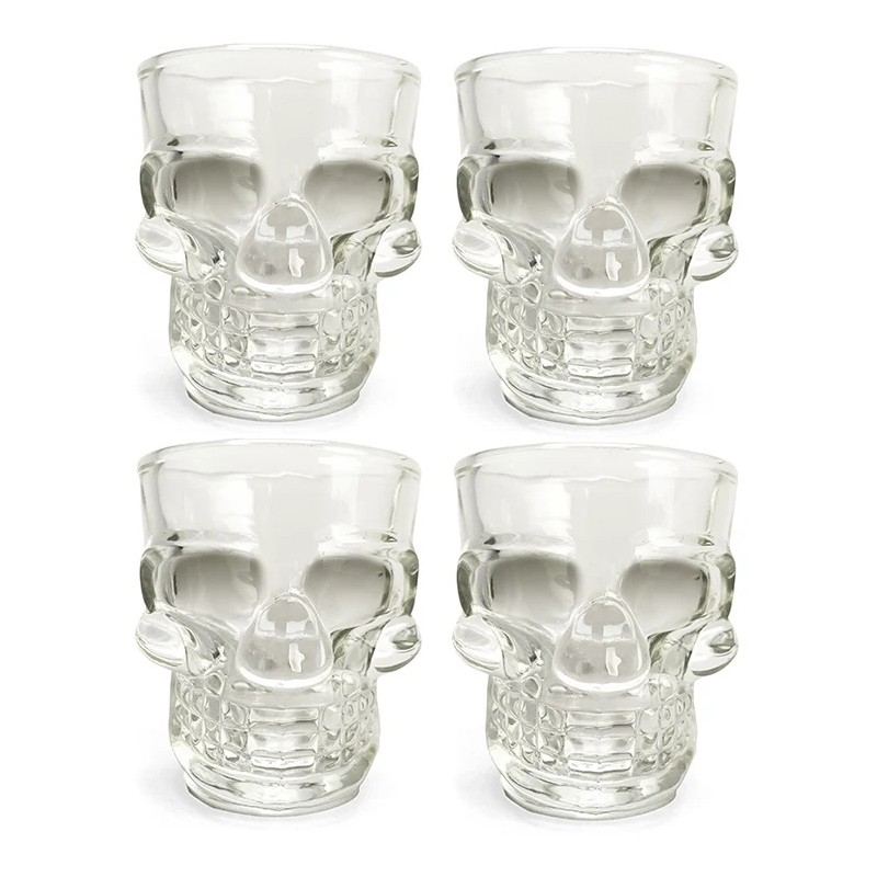 Quatre verres à shot Tête de mort Kikkerland en verre épais