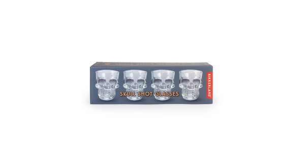 Boîte des quatre verres à shot Tête de mort Kikkerland