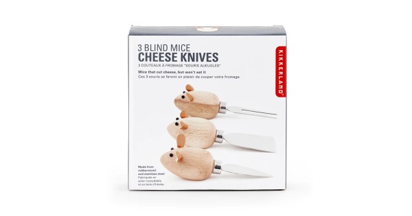 Boîte des trois couteaux à fromage Souris Kikkerland