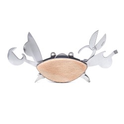 Crabe multifonction Kikkerland en hêtre avec ses outils dépliés