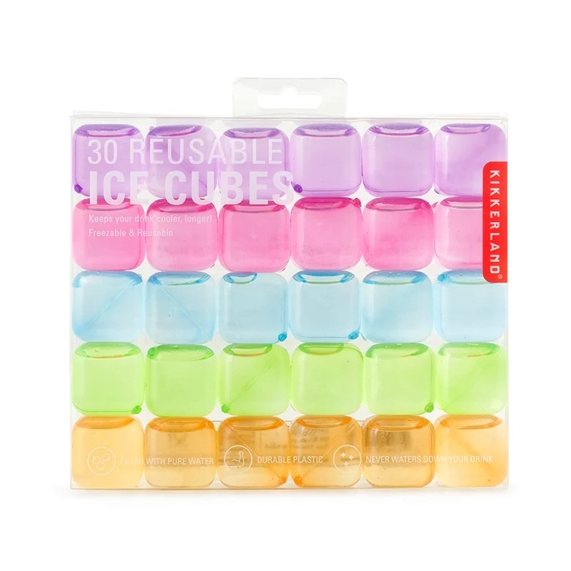 Boîte de 30 glaçons réutilisables colorés Kikkerland
