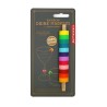 Marque-verres Arc-en-ciel Kikkerland par 12 sur leur support en bois, emballage