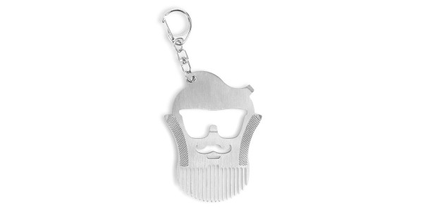 Peigne à barbe multifonction Kikkerland en inox avec attache porte-clés