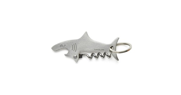 Porte-clés Requin Kikkerland en inox avec tire-bouchon replié