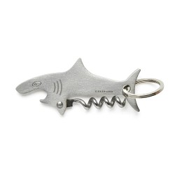 Porte-clés Requin Kikkerland en inox avec tire-bouchon replié