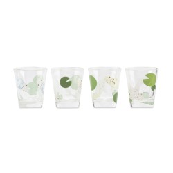 Quatre verres à shot Carpes Koï Kikkerland avec leur décor de poissons