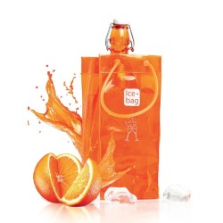 Sac rafraîchisseur Ice.Bag Classic orange présenté avec une bouteille