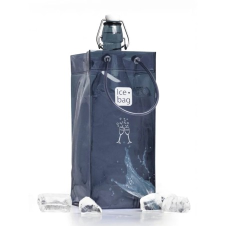 Sac rafraîchisseur Ice.Bag Classic gris fumé Smoke Grey présenté avec une bouteille