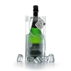 Sac rafraîchisseur Ice.Bag Pro Classic Clear présenté avec une bouteille