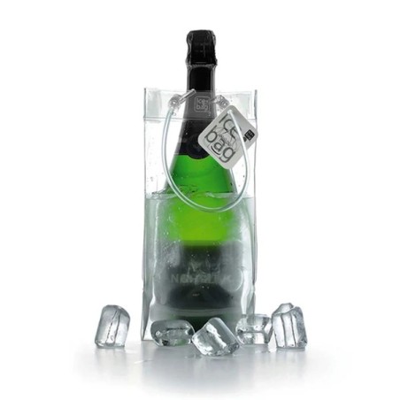 Sac rafraîchisseur Ice.Bag Pro Classic Clear présenté avec une bouteille