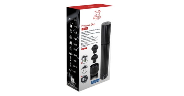 Pompe de conservation Preserve Duo noire Peugeot avec son coffret