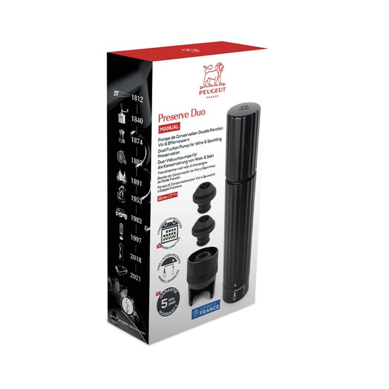 Pompe de conservation Preserve Duo noire Peugeot avec son coffret
