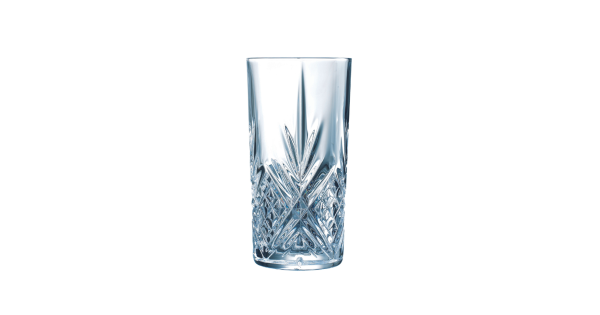 Verre long drink Broadway 38 cl Arcoroc vide, décor à facettes et forme haute