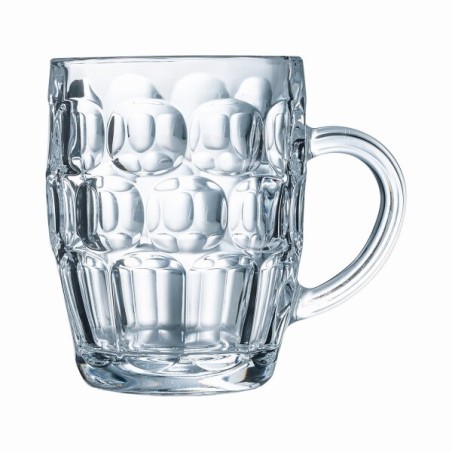 Chope à bière Britannia 57 cl Arcoroc vide, avec anse et reliefs arrondis
