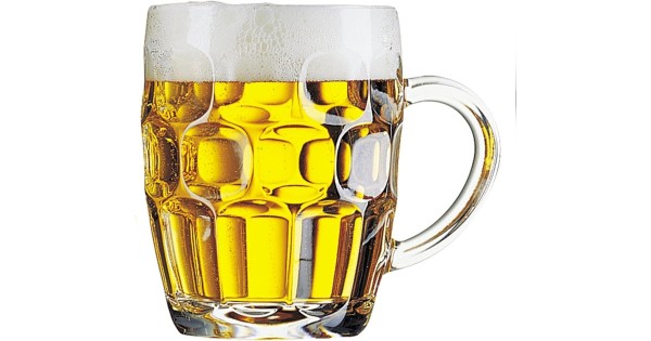 Chope Britannia 28 cl Arcoroc garnie de bière blonde et de mousse