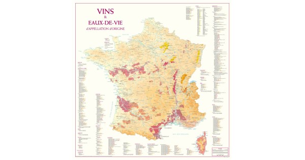 Poster de la France des vins et eaux-de-vie Benoît France, carte et tableaux des appellations