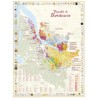 Poster du vignoble de Bordeaux Benoît France avec carte, étiquettes de châteaux et tableaux