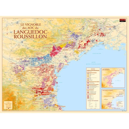 Poster Benoît France des vignobles du Languedoc et du Roussillon, relief et façade méditerranéenne