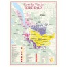 Carte des vins de Bordeaux Benoît France 30 × 40 cm, secteurs colorés et tableau des appellations