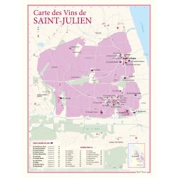 Carte des vins de Saint-Julien Benoît France 30 × 40 cm avec index des châteaux