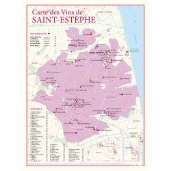 Carte de Saint-Estèphe Benoît France 30 × 40 cm, châteaux et vignoble sur la Gironde