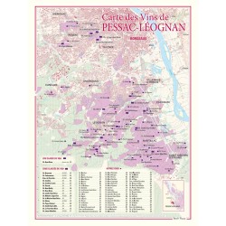Carte de Pessac-Léognan Benoît France 30 × 40 cm, domaines et communes au sud de Bordeaux