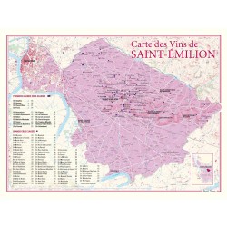 Carte de Saint-Émilion Benoît France 30 × 40 cm avec les châteaux du classement de 2012