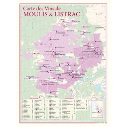 Carte de Moulis et Listrac Benoît France 30 × 40 cm avec les tableaux des châteaux