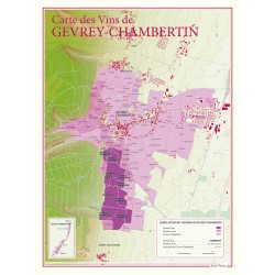 Carte parcellaire de Gevrey-Chambertin Benoît France 30 × 40 cm, grands crus en couleur