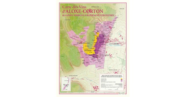 Carte de Corton, Aloxe-Corton, Pernand-Vergelesses et Ladoix-Serrigny Benoît France 30 × 40 cm
