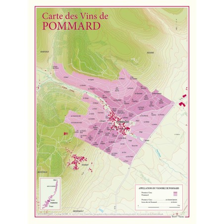Carte parcellaire de Pommard Benoît France 30 × 40 cm, premiers crus et climats