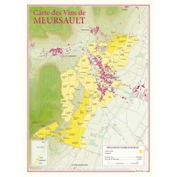 Carte des vins de Meursault Benoît France 30 × 40 cm, lieux-dits et premiers crus